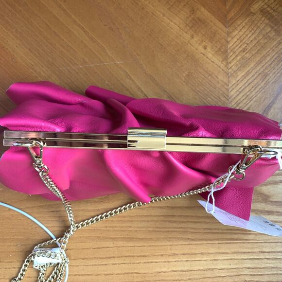 Fiordaliso Made In Italy Pink Leather Layered Clutch Crossbody Bag - Picture 12 of 16